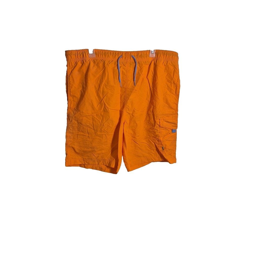 Polo by Ralph Lauren Swim Shorts Mens L Orange Cargo with‎ Zippered Back pocket